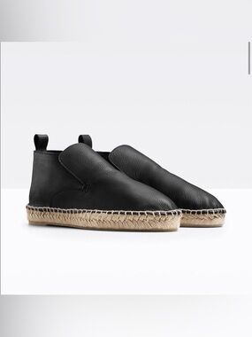 Vince Ronan Black Leather Espadrilles